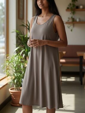 Aritzia Sleeveless Taupe Dress, XS